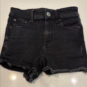 American Eagle Black Jean Shorts with Frayed Hem and High-Waist